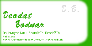 deodat bodnar business card